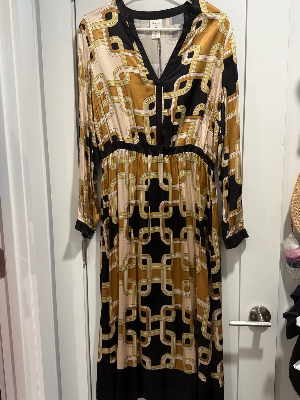 Richard Allan For H&M Retro Gold Black Midi Dress